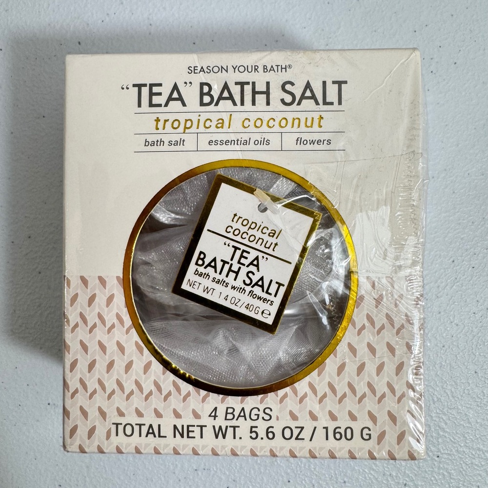 Season Your Bath Tropical Coconut Tea Bath Salt 4 Bags 5.6 Oz Total‎